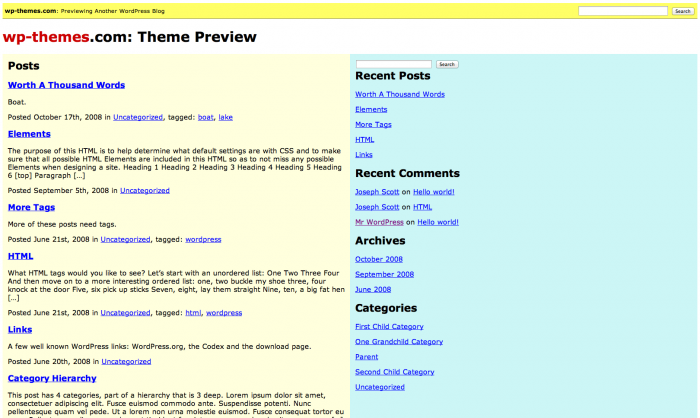 Bad WordPress Theme Example